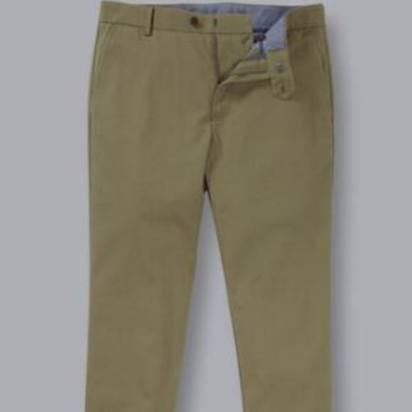 Charles  Tyrwhitt Non-Iron Chinos - Olive Green Slim Fit Pants 40Wx32L NWT - Picture 3 of 3